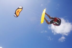 a person paragliding