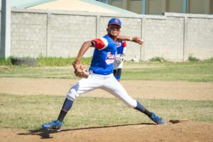 A kid throwing the baseball