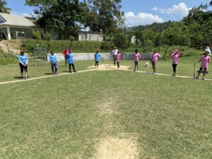 Kids on the baseball court